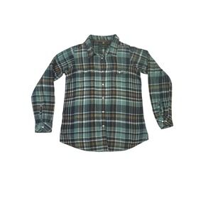 Flyshacker Shirt Womens M Multi Cotton Plaid Shirttail Hem Pearl Snap Button Up